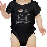 Meowy Catmas Santa Cat Is Coming Baby Black Bodysuit