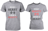 Every Beauty Needs A Beast Matching Couple Shirts in Grey (Set)