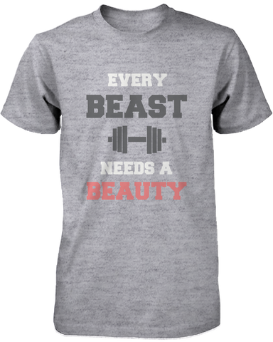 Every Beauty Needs A Beast Matching Couple Shirts in Grey (Set)
