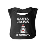 Santa Jaws Is Coming Baby Black Bib