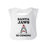 Santa Jaws Is Coming Baby White Bib