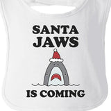 Santa Jaws Is Coming Baby White Bib