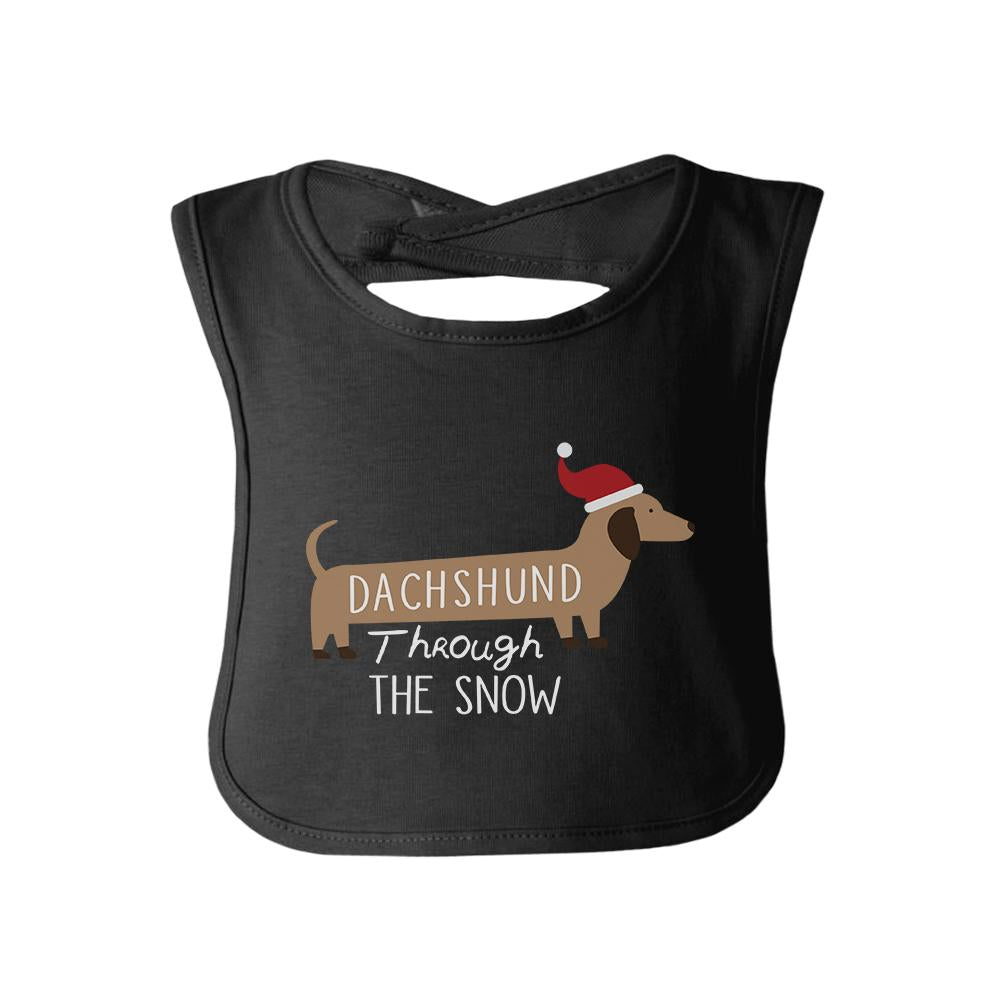 Dachshund Through The Snow Baby Black Bib
