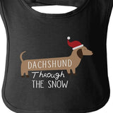 Dachshund Through The Snow Baby Black Bib
