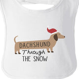 Dachshund Through The Snow Baby White Bib