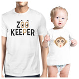 Zoo Keeper Monkey Dad and Baby Matching White Shirt