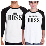 The Real Boss 3/4 Sleeve Raglan T-Shirt Funny Fathers Day Gift Idea