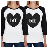 Bff Heart BFF Matching Black And White Baseball Shirts