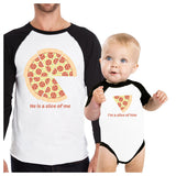 He Is A Slice Of Me I'm A Slice Of Him Pizza Dad and Baby Matching Black And White Baseball Shirts