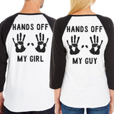 Hands Off My Girl And My Guy Matching Couple Black And White Baseball Shirts