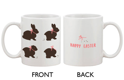 Funny and Cute Chocolate Easter Bunny Ceramic Coffee Mug - Happy Easter