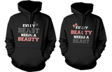 Beauty and Beast Need Each Other Couple Hoodies Cute Matching Outfit