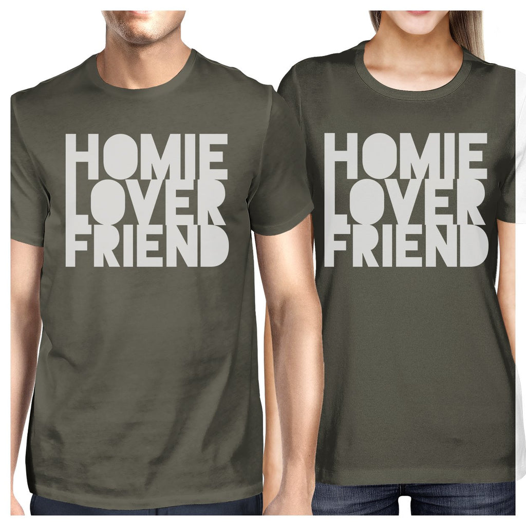 Homie Lover Friend Matching Couple Dark Grey Shirts
