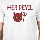 Her Devil His Angel Matching Couple White Shirts