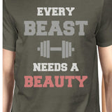 Every Beast Beauty Matching Couple Gift Shirts Cool Grey Round Neck