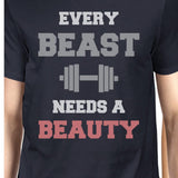 Every Beast Beauty Matching Couple Gift Shirts Navy Hubby and Wife