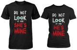 Do Not Look At Her & Him Creepy Eyeballs Matching Couple Shirts (Set)