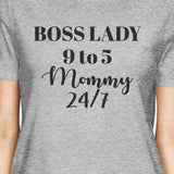 Boss Lady Mommy Womens Gray Cute Graphic Tee Mothers Day Gift Ideas