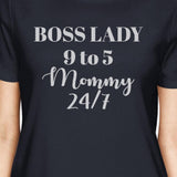 Boss Lady Mommy Women's Navy Cotton Graphic Tee Witty Gift For Wife