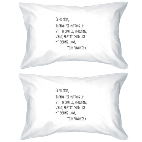 Dear Mom Graphic Pillowcases Standard Size Cotton Pillow Covers