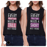 Tall Short Friend BFF Matching Crop Top Womens Cute Workout Tanks