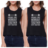 Friends That Workout Together BFF Matching Black Crop Tops