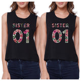 Sister 01 BFF Matching Black Crop Tops