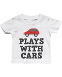 Daddy and Baby Matching White T-Shirt / Bodysuit Combo - Plays With Cars