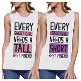 Tall Short Friend BFF Matching Tank Tops Womens Cute Graphic Tanks
