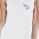 Origami Plane And Boat BFF Matching White Muscle Tops
