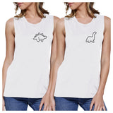 Dinosaurs BFF Matching White Muscle Tops