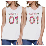 Sister 01 BFF Matching White Muscle Tops