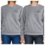 Origami Plane And Boat BFF Matching Grey Sweatshirts