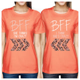 BFF Floral Crazy BFF Matching Shirts Womens Peach Best Friend Gifts