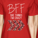 BFF Floral Crazy BFF Matching Shirts Womens Red Cute Gift For Girls