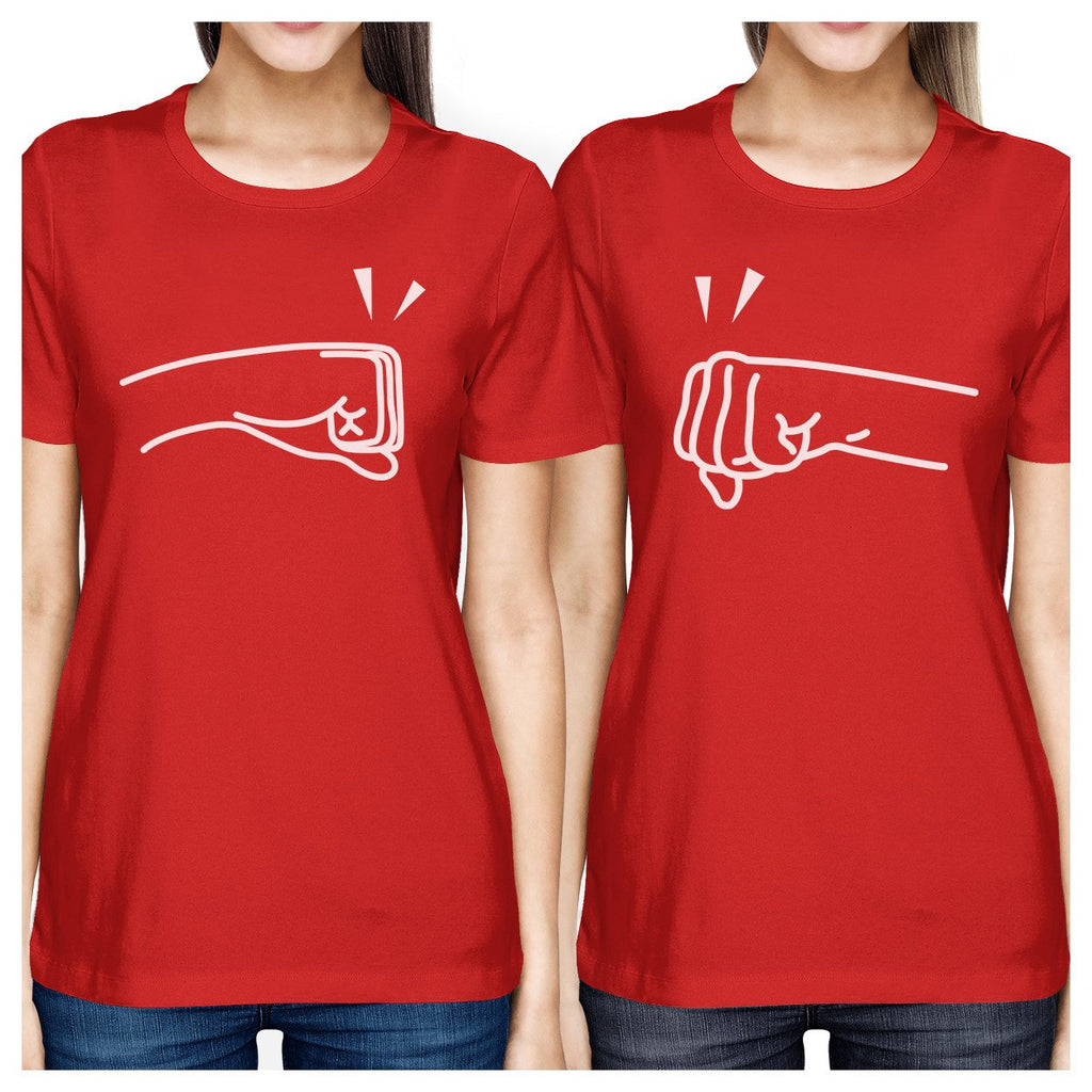 Fists Pound BFF Matching Red Shirts
