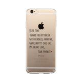 Dear Mom Clear Case Cute Moms Gifts For Mothers Day Ultra Slim Fit