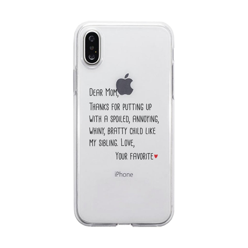 Dear Mom Clear Case Cute Moms Gifts For Mothers Day Ultra Slim Fit