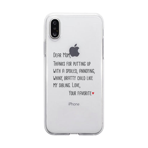 Dear Mom Clear Case Cute Moms Gifts For Mothers Day Ultra Slim Fit