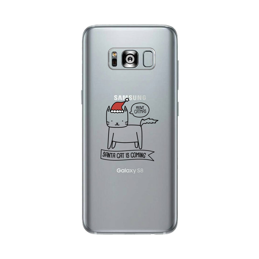 Meowy Catmas Santa Cat Is Coming Clear Phone Case