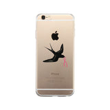 Pink Ribbon And Swallows Birds Clear Phone Case