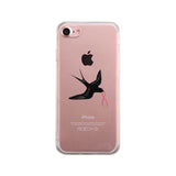 Pink Ribbon And Swallows Birds Clear Phone Case