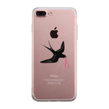 Pink Ribbon And Swallows Birds Clear Phone Case