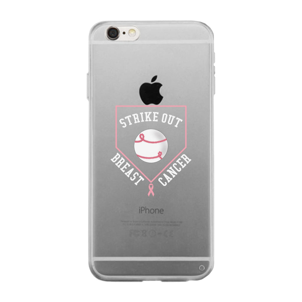 Strike Out Breast Cancer Baseball Clear Phone Case