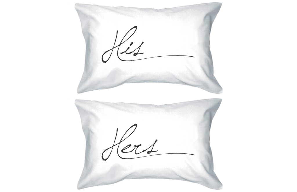 His and Hers Pillowcase - Simple Elegant His and Hers Couple Pillow Covers