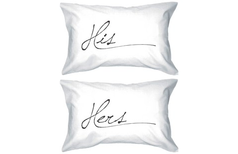 His and Hers Pillowcase - Simple Elegant His and Hers Couple Pillow Covers