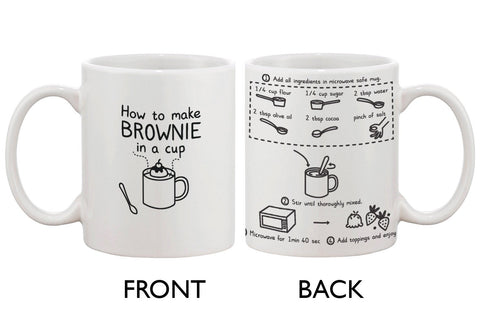 Cute Ceramic Coffee Mug - How to Make Brownie in a Cup - Cute Recipe Mug