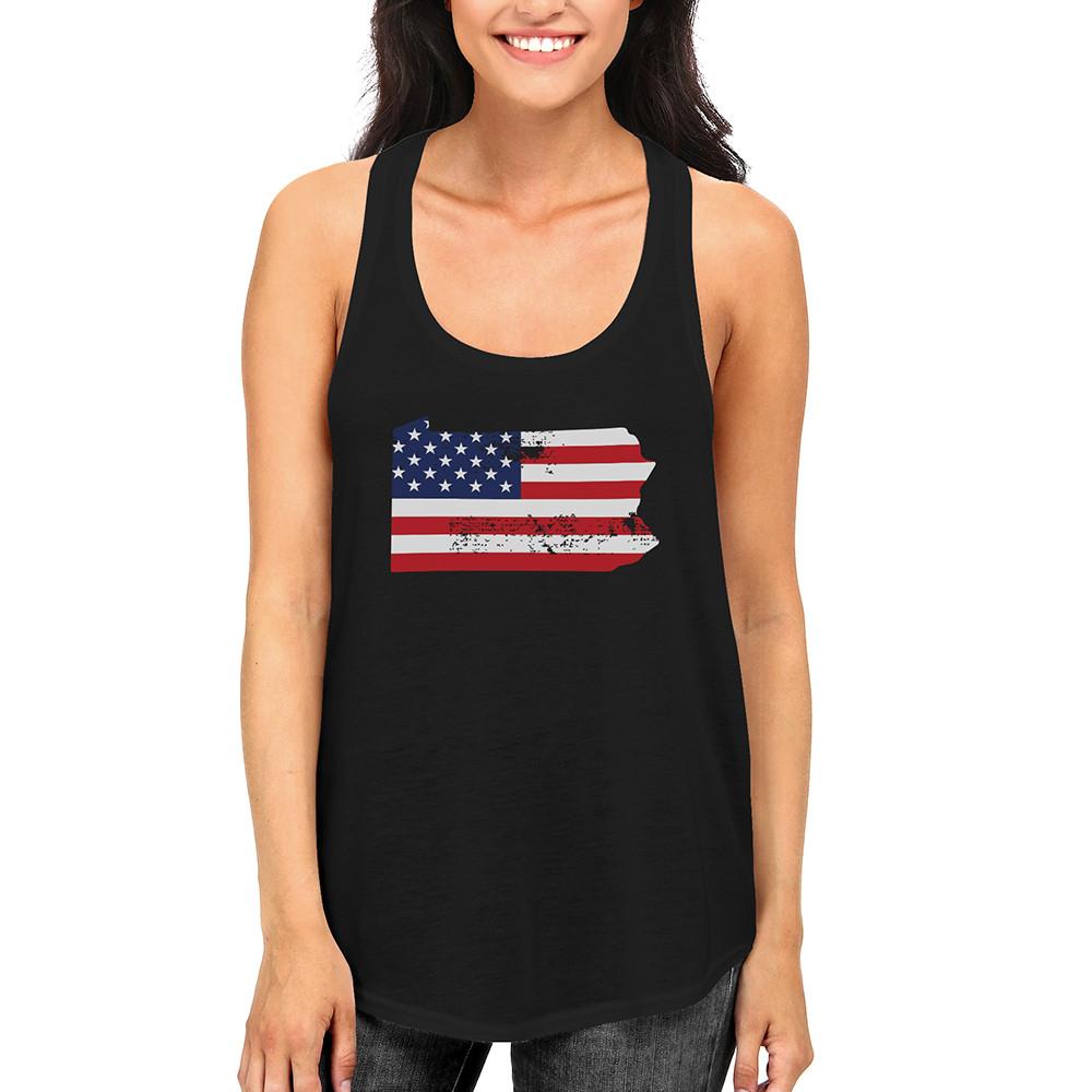 PA State USA Flag Women's Tank Top Pennsylvania American Flag Tanks