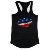 July 4th American Flag Lip Tank Top for Women Cute Racerback Tank