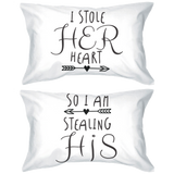 His and Hers Couple Matching Pillowcases Stealing Hearts Pillow Covers
